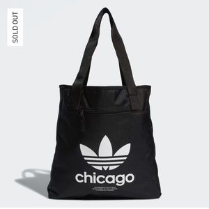 Adidas Chicago tote bag Black White Logo Pockets Shoulder Used reusable